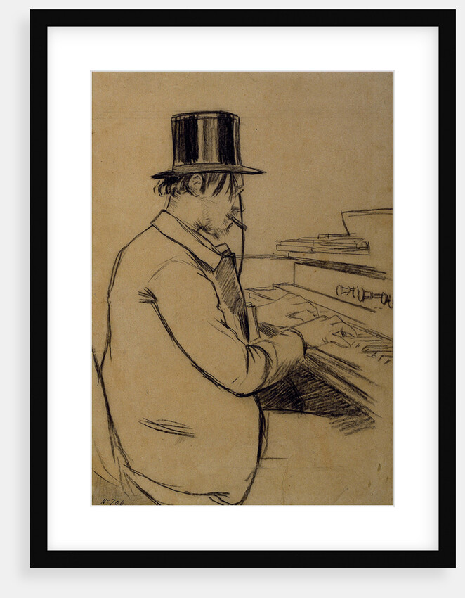 Portrait of Erik Satie, Playing the Harmonium by Santiago Rusiñol