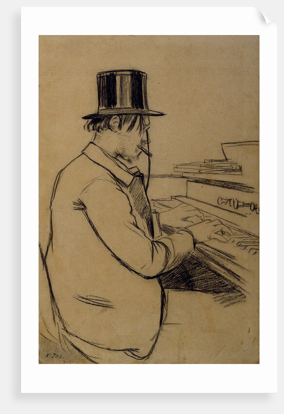 Portrait of Erik Satie, Playing the Harmonium by Santiago Rusiñol