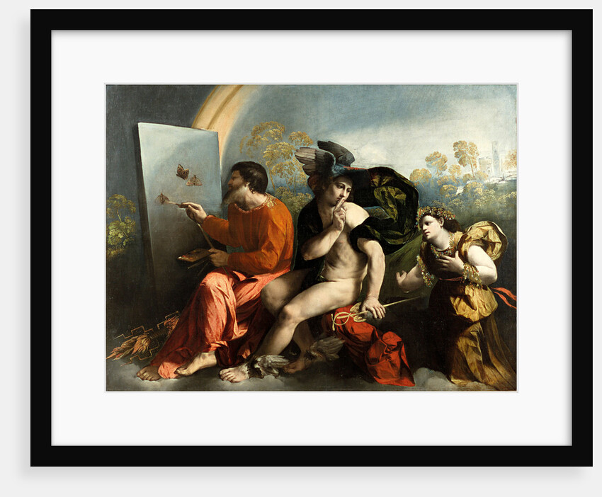 Jupiter, Mercury and the Virtue (Jupiter Painting Butterflies) by Dosso Dossi