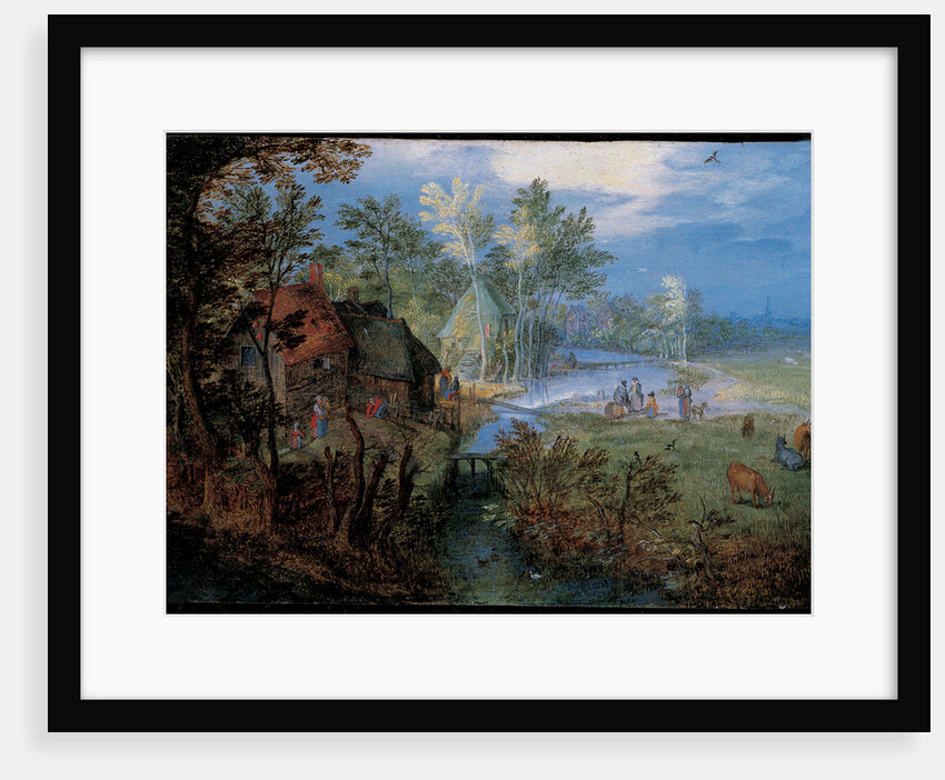 Village with peasants and animals by Jan Brueghel the Elder