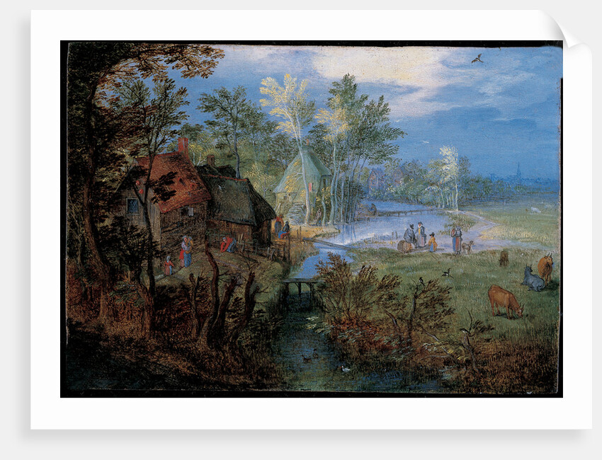 Village with peasants and animals by Jan Brueghel the Elder