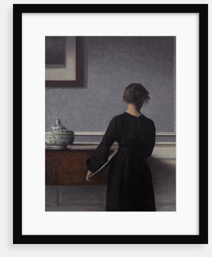 Interior with Young Woman from Behind by Vilhelm Hammershøi