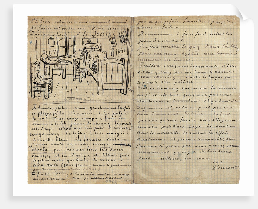 The bedroom, Letter to Paul Gauguin from Arles, Wednesday, 17 October 1888 by Vincent van Gogh