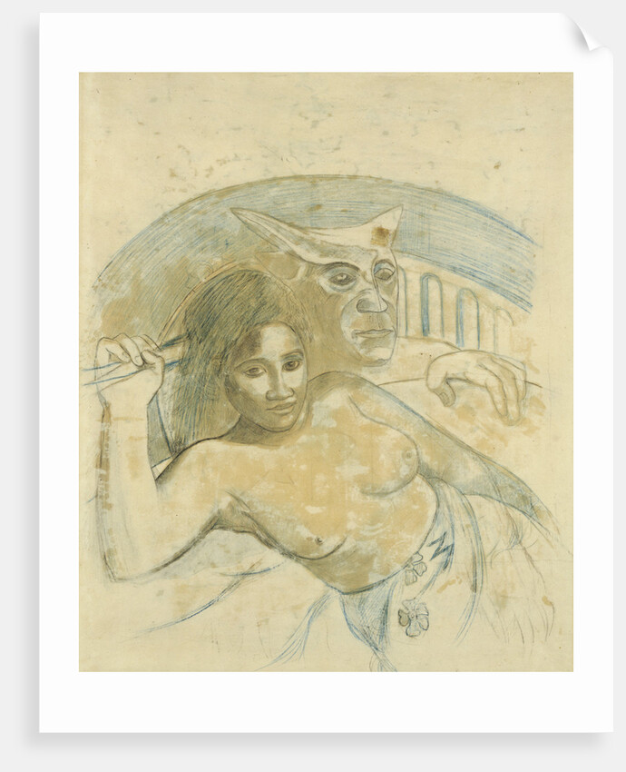 Tahitian Woman with Evil Spirit by Paul Eugéne Henri Gauguin