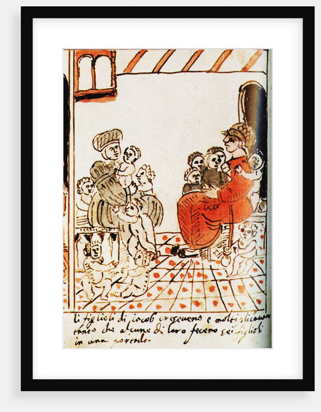 The multiplication of the Israelites in Egypt. The Codex Choumach (Picture Pentateuch of Moses dal C by Moise Del Castellazzo