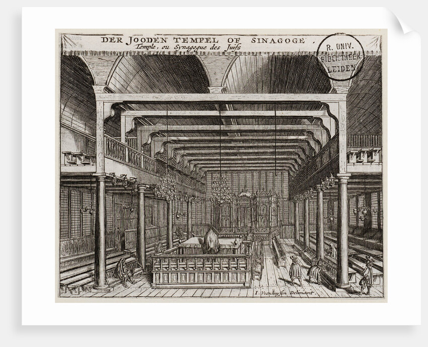 Interior of the Portuguese Synagogue in Amsterdam by Jan Veenhuysen