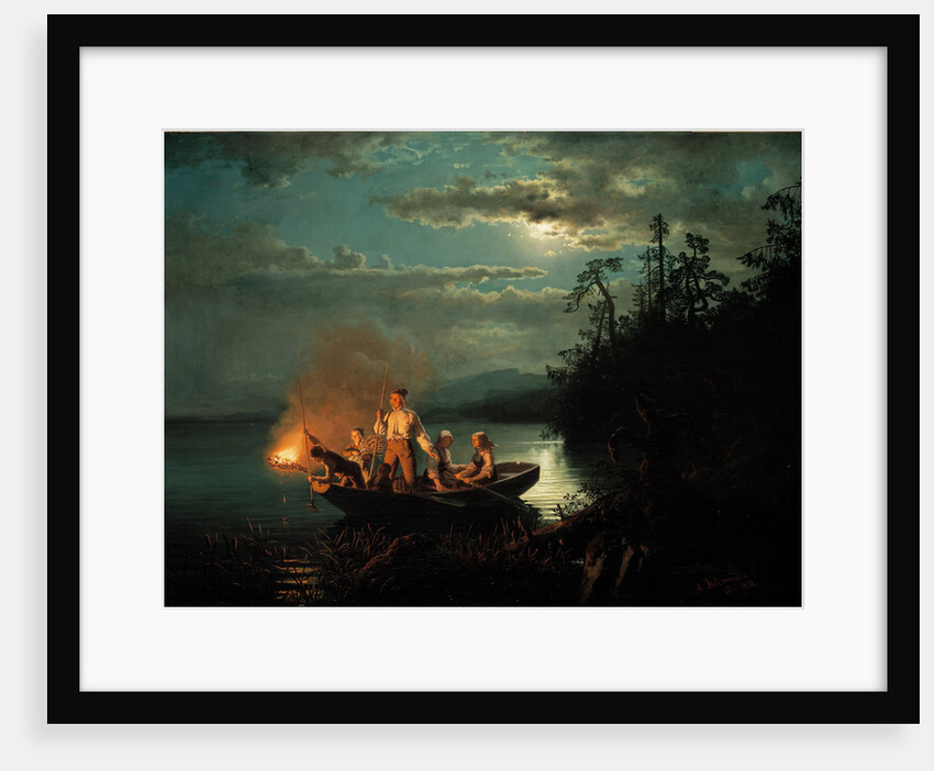 Night spear fishing on the Krøderen Lake by Hans Gude