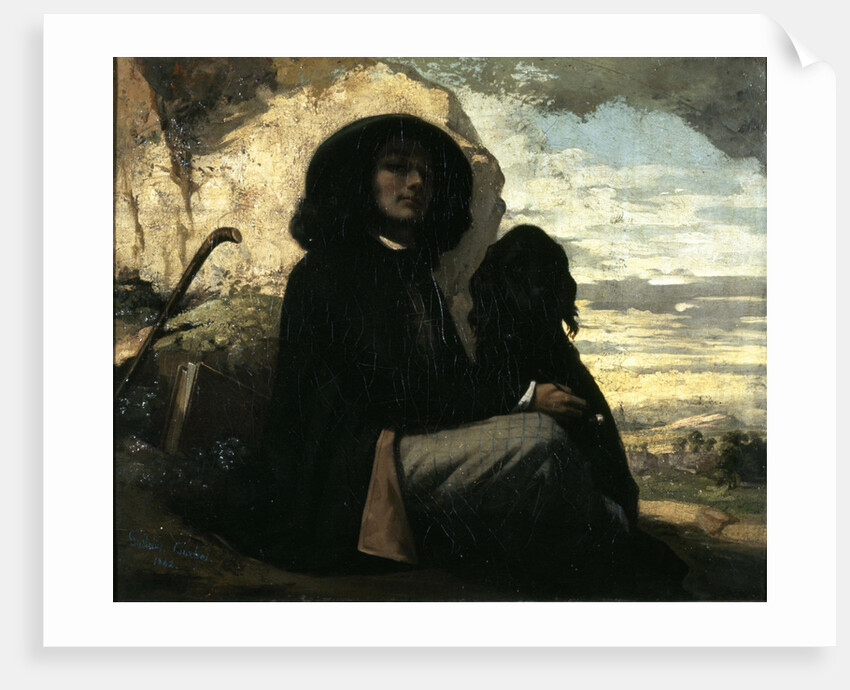 Self-portrait with black dog by Gustave Courbet