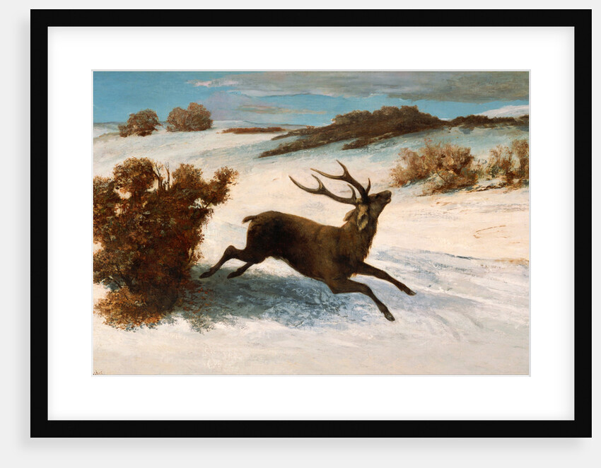 Deer Running in the Snow by Gustave Courbet