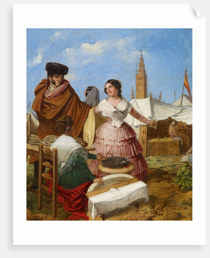 Courting at a Ring-Shaped Pastry Stall at the Seville Fair by Rafael Benjumea