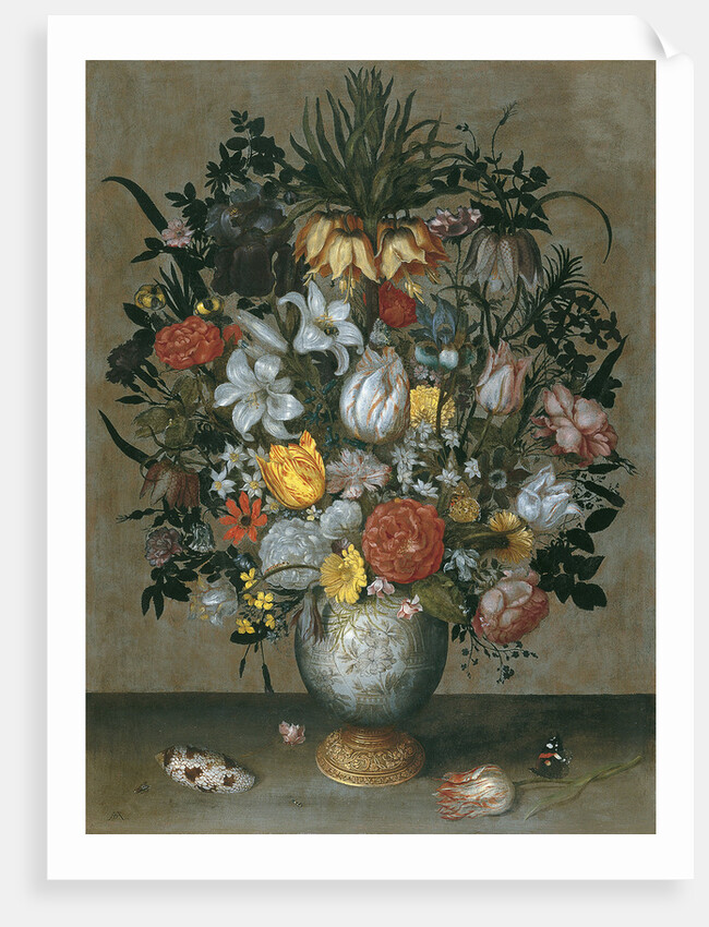 Chinese Vase with Flowers, Shells and Insects by Ambrosius Bosschaert the Elder