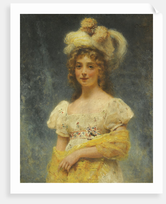 Portrait of a Lady in a Yellow Shawl by Konstantin Yegorovich Makovsky