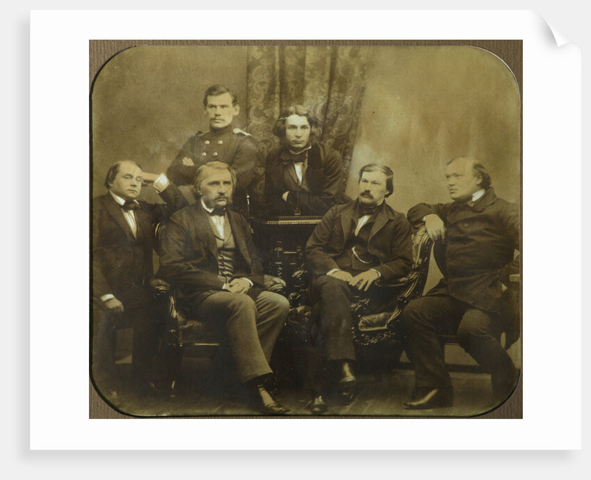 Sovremennik: Ivan Goncharov, Ivan Turgenev, Leo Tolstoy, Dmitri Grigorovich, Alexander Druzhinin and by Sergei Lvovich Levitsky