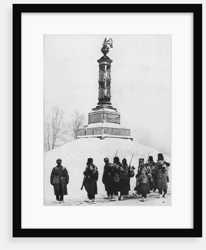 Soviet soldiers at the monument to the heroes of the War of 1812 in the village of Tarutino Kaluga r by Anonymous