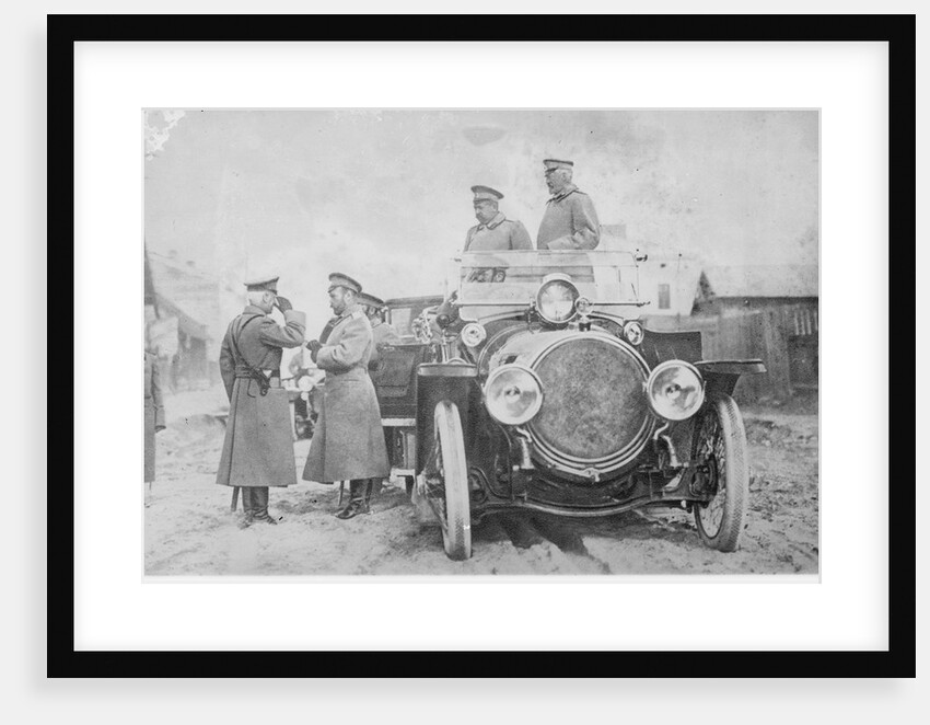 Nicholas II of Russia, Grand Duke Nicholas Nikolaevich and General Count Georgi Bobrinsky at the fro by Anonymous