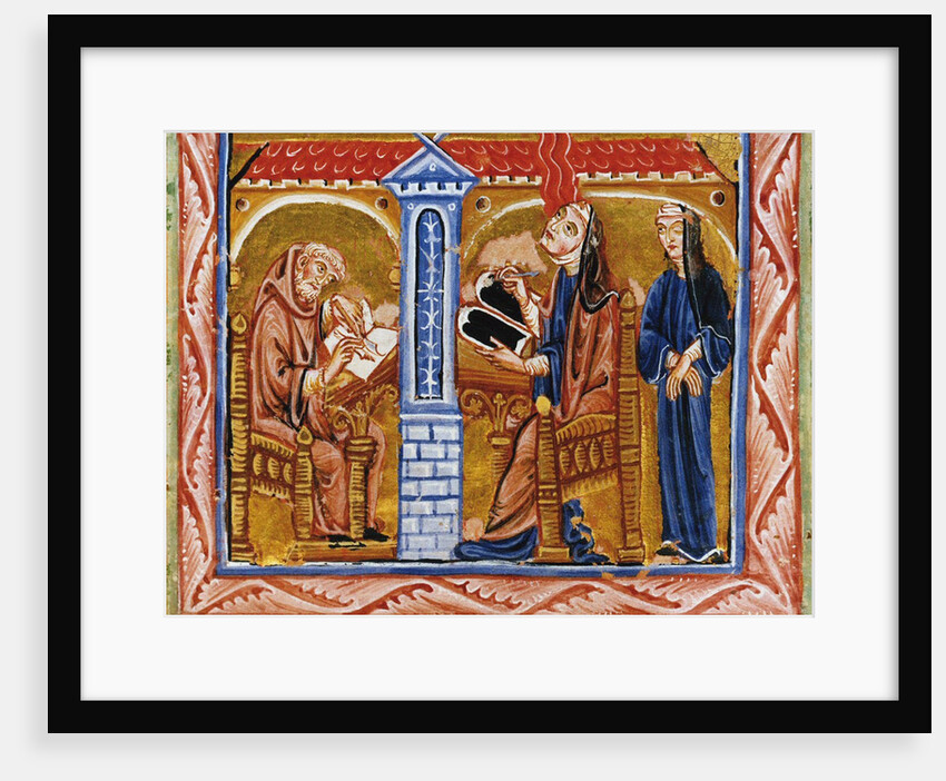 Hildegard receives a vision in the presence of her secretary Volmar and her confidante Richardis, ca by Anonymous