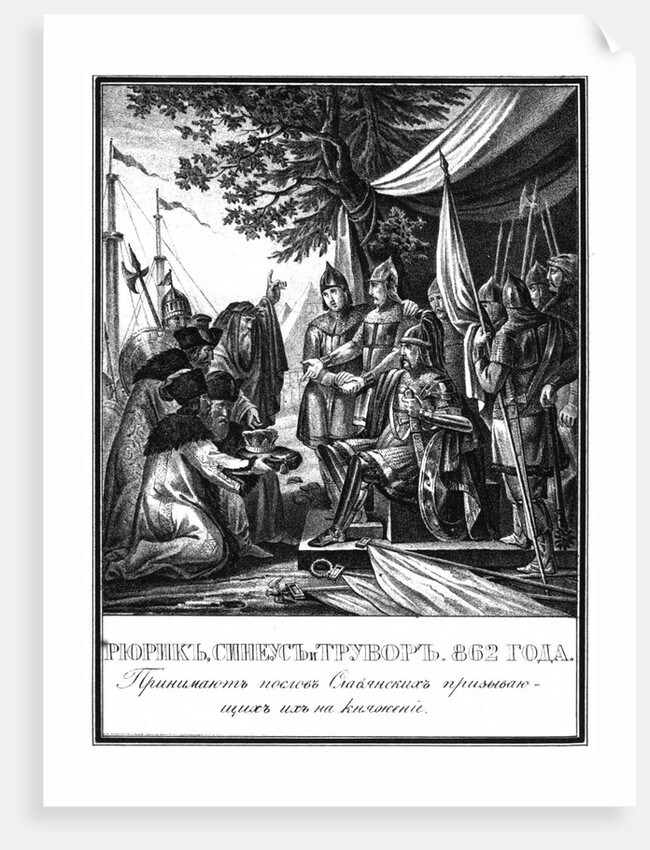 Rurik, Sineus and Truvor. The Invitation of the Varangians, 862 (From Illustrated Karamzin), 1836 by Boris Artemyevich Chorikov