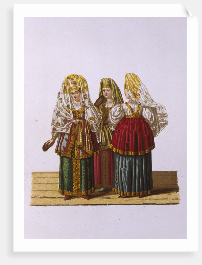 Costumes of Women and Maidens from Tver by Fyodor Grigoryevich Solntsev
