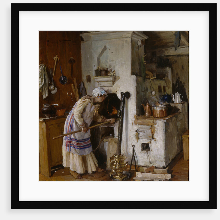 A new home dare. At the Stove, 1918 by Alexander Vladimirovich Makovsky