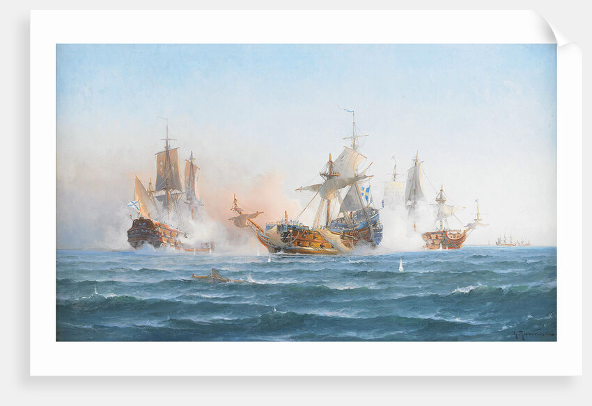 HMS Wachtmeister fighting against the Russian squadron on Juny 4, 1719, 1902 by Otto Ludvig Richarde