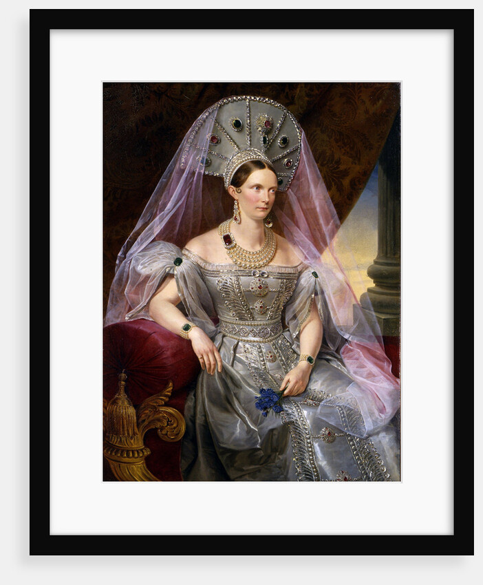 Portrait of Empress Alexandra Fyodorovna (Charlotte of Prussia), in kokoshnik, ca 1836 by Franz Krüger