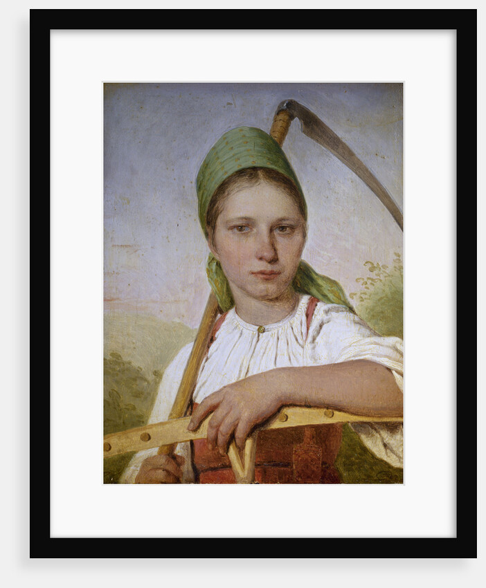 Peasant woman with a scythe and rake, before 1825 by Alexei Gavrilovich Venetsianov