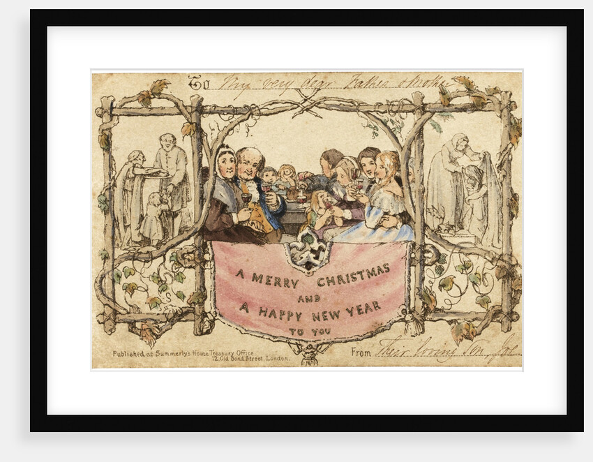 The first Christmas card, 1843 by John Callcott Horsley