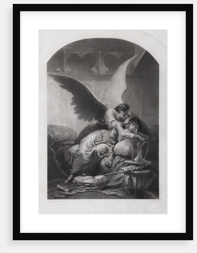 Tamara and Demon. Illustration to the poem The Demon by Mikhail Lermontov, c. 1880 by Mihály Zichy