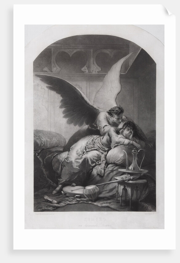 Tamara and Demon. Illustration to the poem The Demon by Mikhail Lermontov, c. 1880 by Mihály Zichy