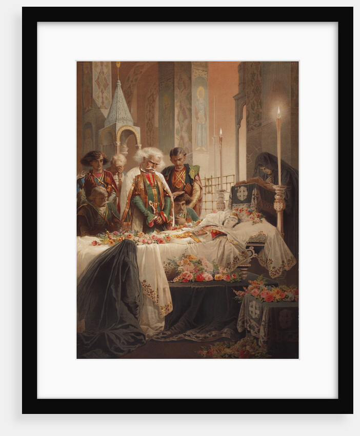 Tamara in the coffin. Illustration to the poem The Demon by Mikhail Lermontov, c. 1880 by Mihály Zichy