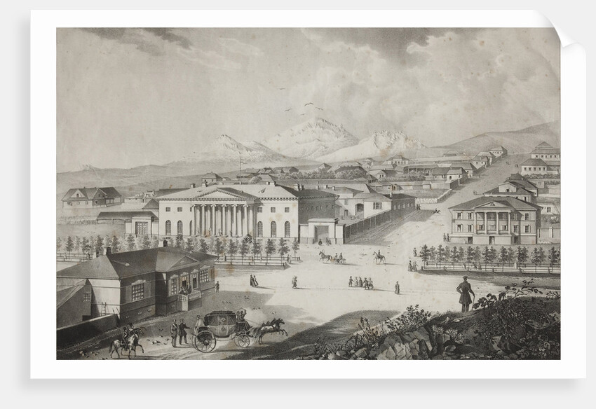 View of the hotel and the center of Pyatigorsk, Mid of the 19th century by Karl Petrovich Beggrov