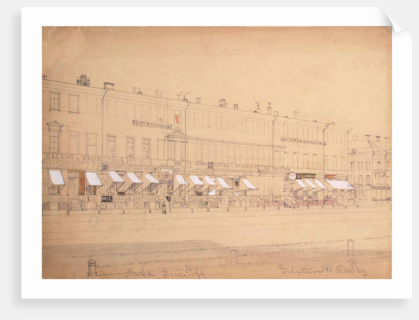 The Demidov Hotel at the Nevsky Prospekt in St. Petersburg, Mid of the 19th century by Ludwig Premazzi