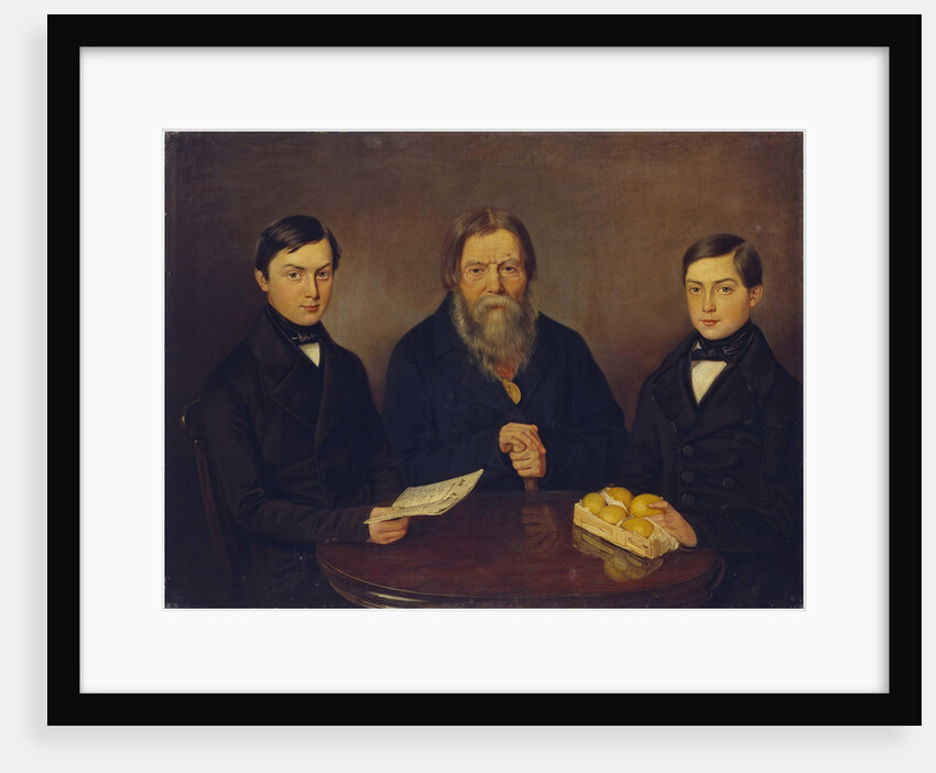 Merchant Smurov with sons, 1840s by Anonymous