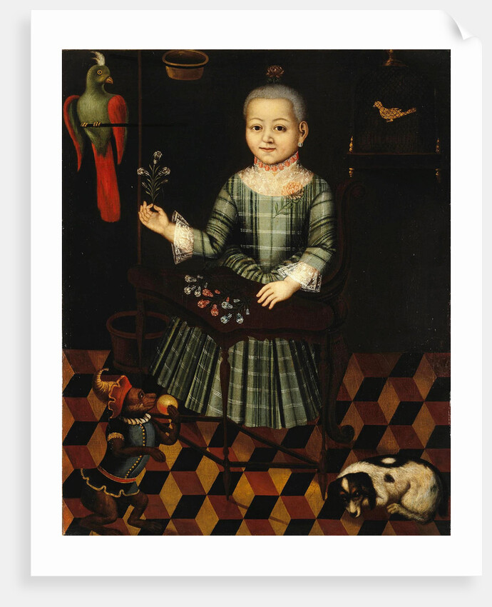 Girl with parrot, Mid of the 18th century by Anonymous