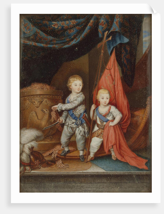 Portrait of Grand Dukes Alexander Pavlovich and Constantine Pavlovich as children, 1790 by Anonymous