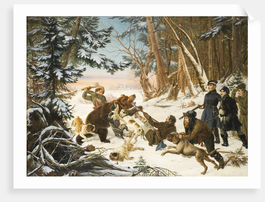 The Tsarevich Alexander Nikolaevich on a Bear hunt on the Outskirts a Moscow, 1843 by Otto Grashof