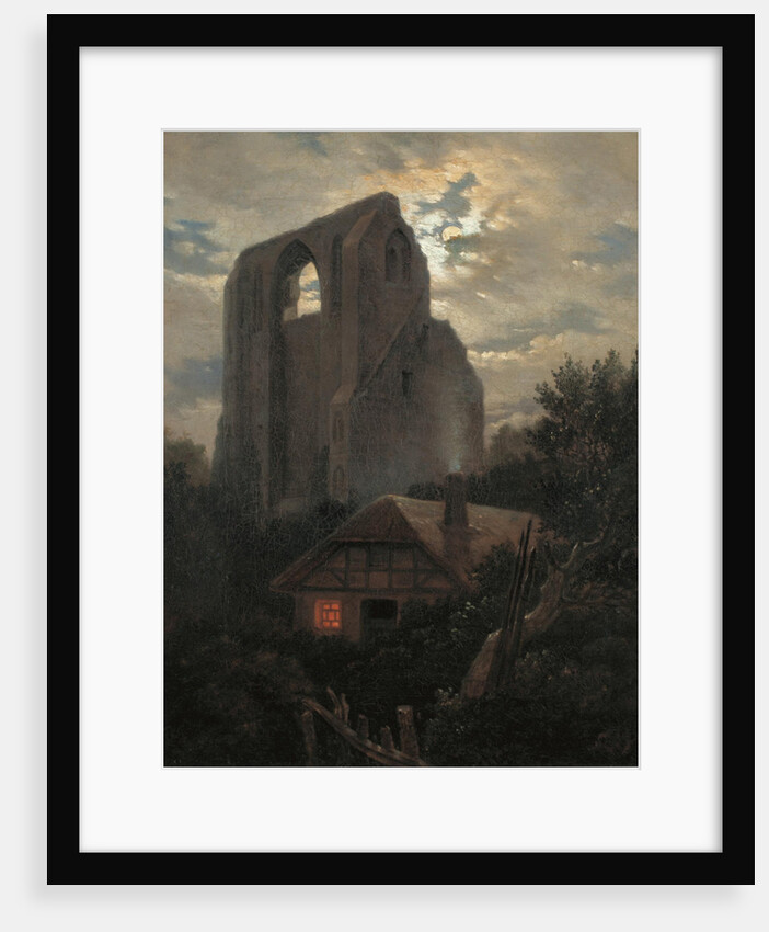 Ruins of the Eldena Monastery with cottage near Greifswald in Moonlight, 1820 by Carl Gustav Carus