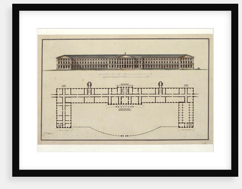 Project of Smolny Institute. The Main Facade and the Ground Floor Plan, 1806-1808 by Giacomo Antonio Domenico Quarenghi