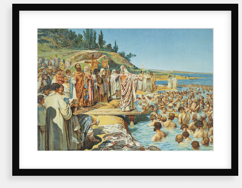 The baptism of the residents of Kiev in 988 by Klavdi Vasilyevich Lebedev