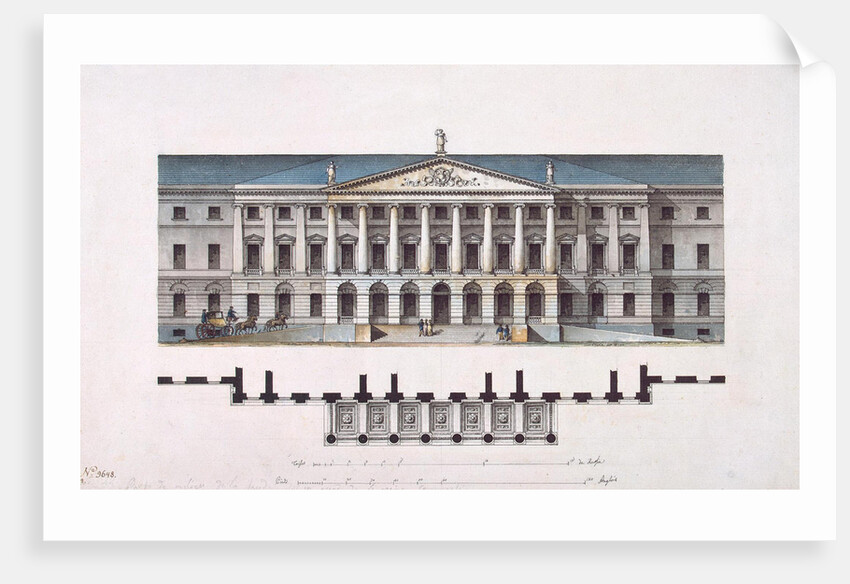 Project of Smolny Institute. The Main Facade and the Ground Floor Plan, 1806-1808 by Giacomo Antonio Domenico Quarenghi