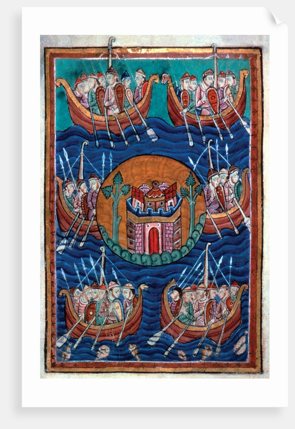 Viking ships arriving in Britain, ca 1130 by Abbo of Fleury