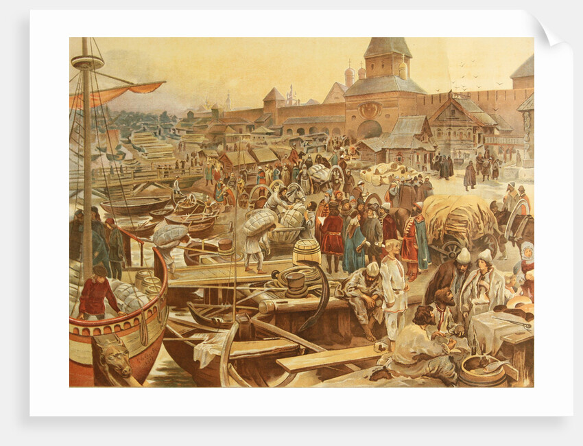Novgorod Harbor, 1907 by Klavdi Vasilyevich Lebedev