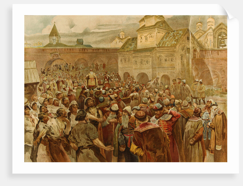 The Veche in the republic of Novgorod, 1907 by Klavdi Vasilyevich Lebedev