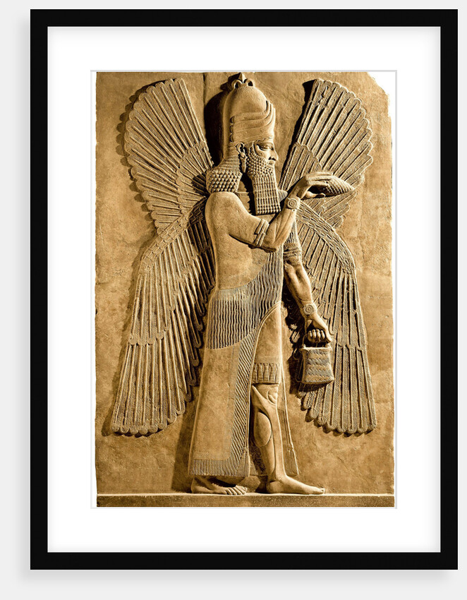 Winged genie. Detail of a relief from the palace of Assyrian king Sargon II, 722-705 BC by Assyrian Art