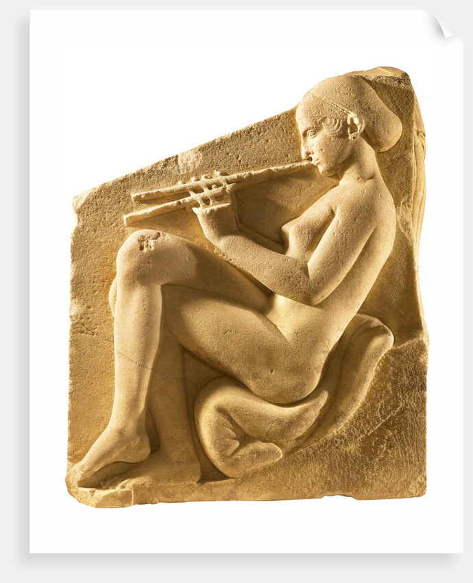 An aulos player. Altar of Aphrodite, so-called Ludovisi Throne, Left-hand panel, ca 430 BC by Classical Antiquities
