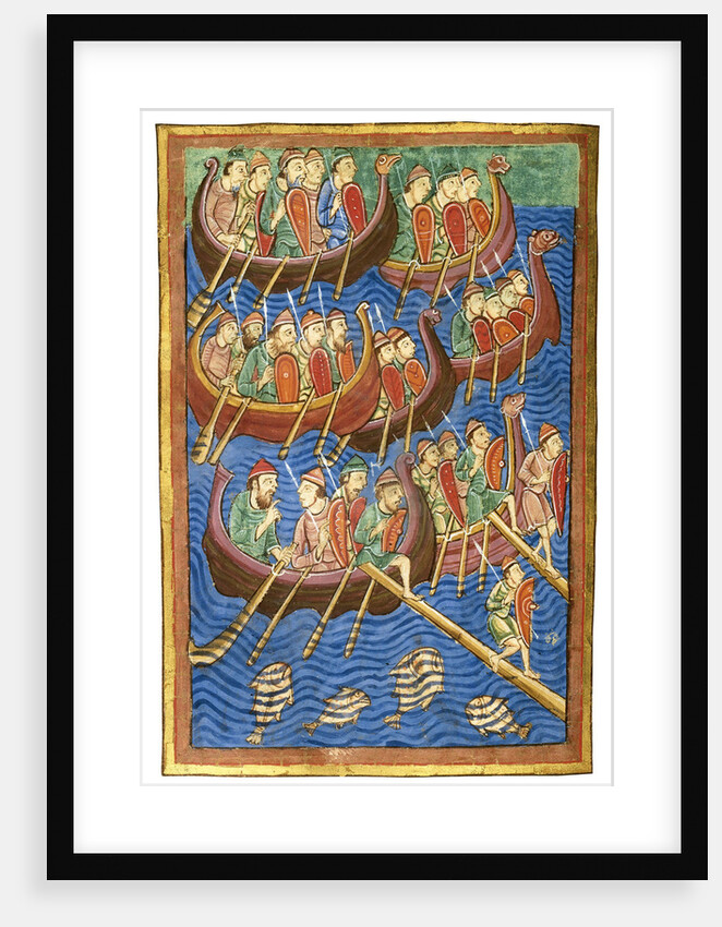 Viking ships arriving in Britain, ca 1130 by Abbo of Fleury