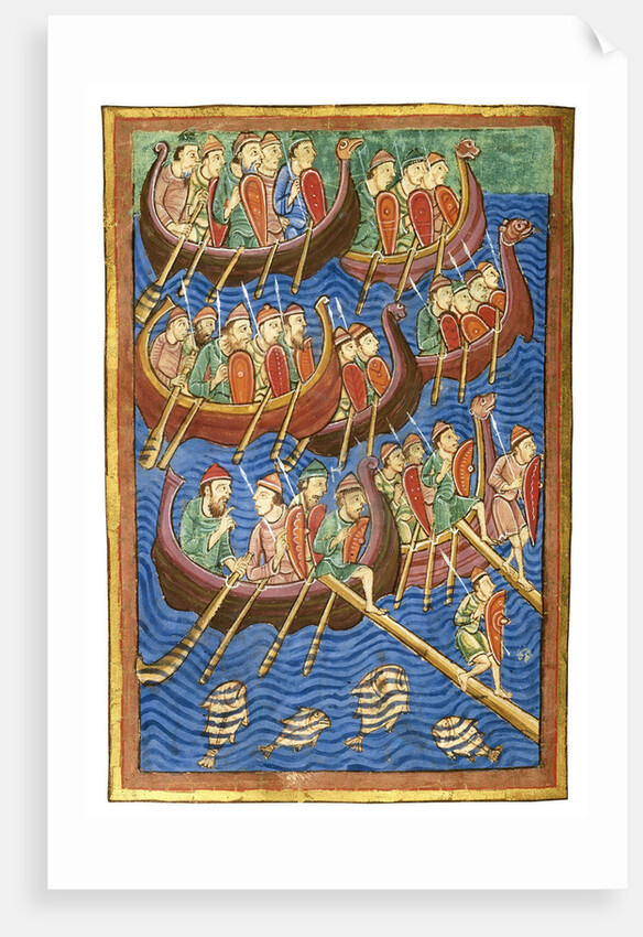 Viking ships arriving in Britain, ca 1130 by Abbo of Fleury
