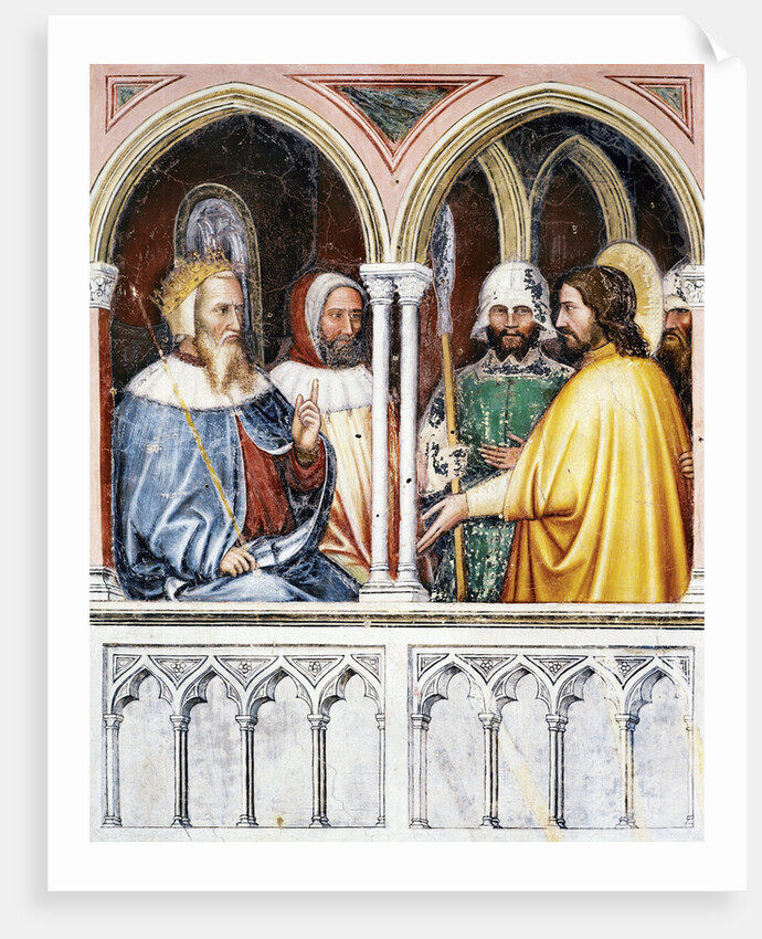 Saint George disputing with Diocletian. Fresco Oratorio di San Giorgio, Padua, ca 1380 by Altichiero