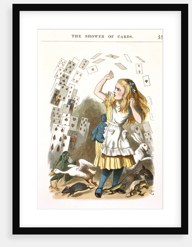 The Shower of Cards. Illustration for Alice in Wonderland by L. Carroll, 1890 by Sir John Tenniel