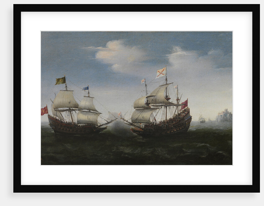 Naval combat against a rocky shore, 1627 by Hendrick Cornelisz. Vroom